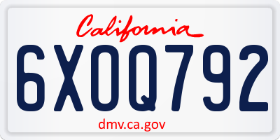 CA license plate 6XOQ792