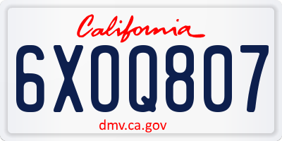 CA license plate 6XOQ807