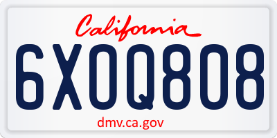 CA license plate 6XOQ808