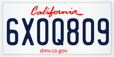 CA license plate 6XOQ809