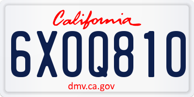 CA license plate 6XOQ810