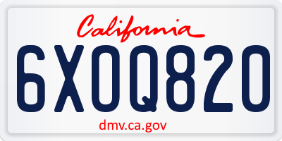 CA license plate 6XOQ820