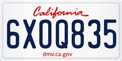 CA license plate 6XOQ835