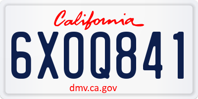 CA license plate 6XOQ841