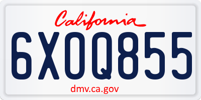CA license plate 6XOQ855