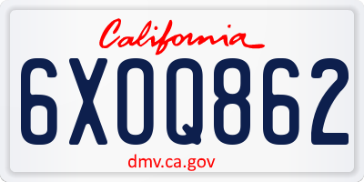 CA license plate 6XOQ862