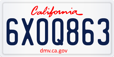 CA license plate 6XOQ863
