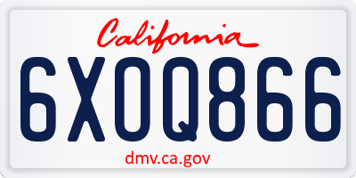 CA license plate 6XOQ866