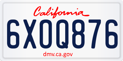 CA license plate 6XOQ876