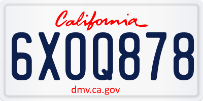 CA license plate 6XOQ878