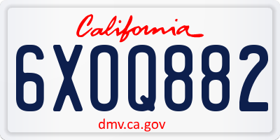 CA license plate 6XOQ882