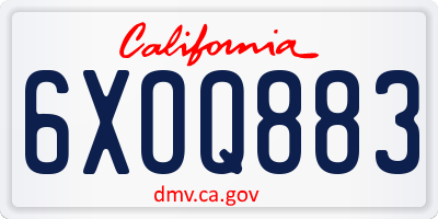 CA license plate 6XOQ883