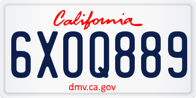 CA license plate 6XOQ889