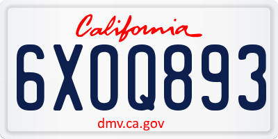 CA license plate 6XOQ893