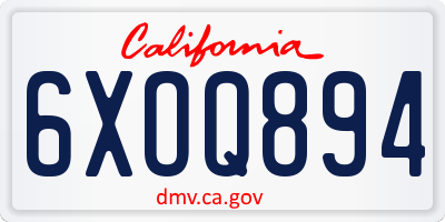 CA license plate 6XOQ894