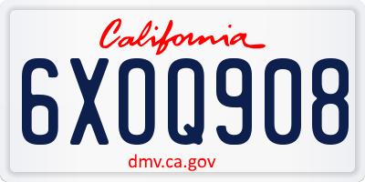 CA license plate 6XOQ908