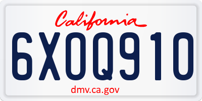 CA license plate 6XOQ910