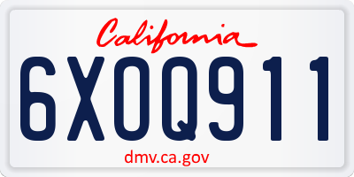 CA license plate 6XOQ911