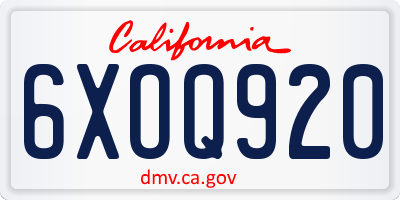 CA license plate 6XOQ920