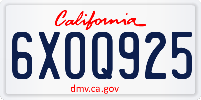 CA license plate 6XOQ925