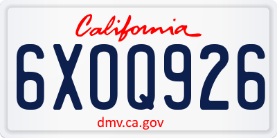 CA license plate 6XOQ926