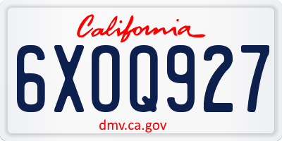 CA license plate 6XOQ927