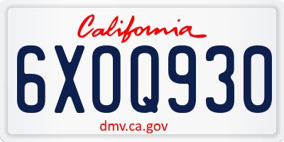 CA license plate 6XOQ930