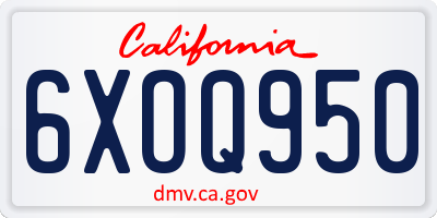 CA license plate 6XOQ950