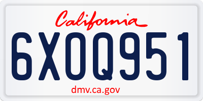 CA license plate 6XOQ951