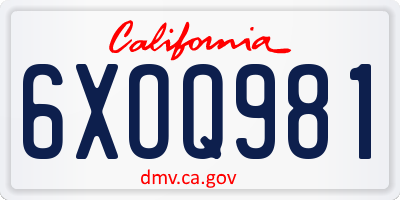 CA license plate 6XOQ981
