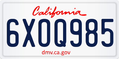 CA license plate 6XOQ985