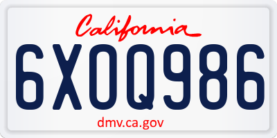 CA license plate 6XOQ986