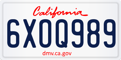 CA license plate 6XOQ989