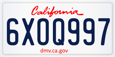 CA license plate 6XOQ997