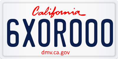 CA license plate 6XOR000