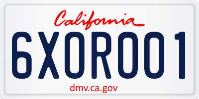 CA license plate 6XOR001