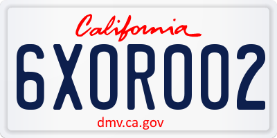 CA license plate 6XOR002