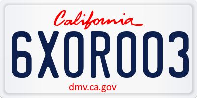 CA license plate 6XOR003
