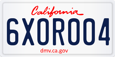CA license plate 6XOR004