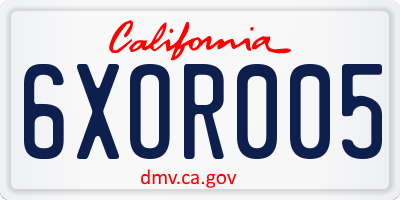 CA license plate 6XOR005
