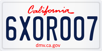 CA license plate 6XOR007