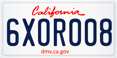 CA license plate 6XOR008