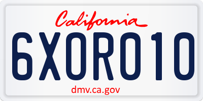 CA license plate 6XOR010