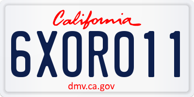 CA license plate 6XOR011