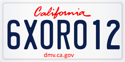 CA license plate 6XOR012