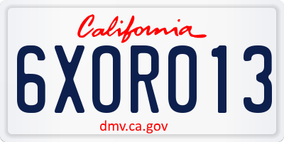 CA license plate 6XOR013