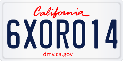 CA license plate 6XOR014