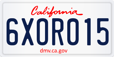 CA license plate 6XOR015