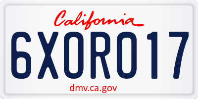 CA license plate 6XOR017