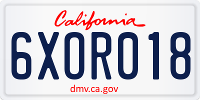 CA license plate 6XOR018